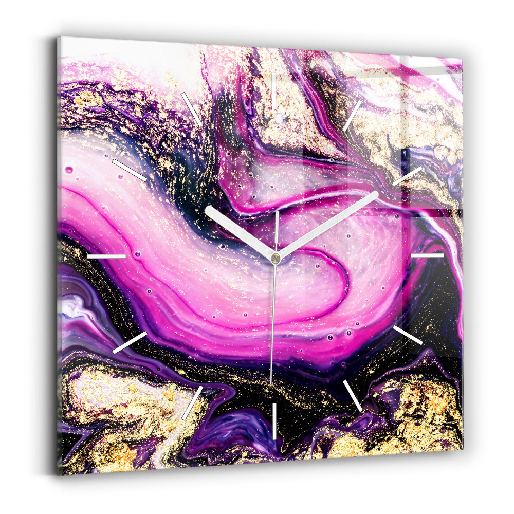 Négyzet alakú üvegóra 30x30 Márvány absztrakció