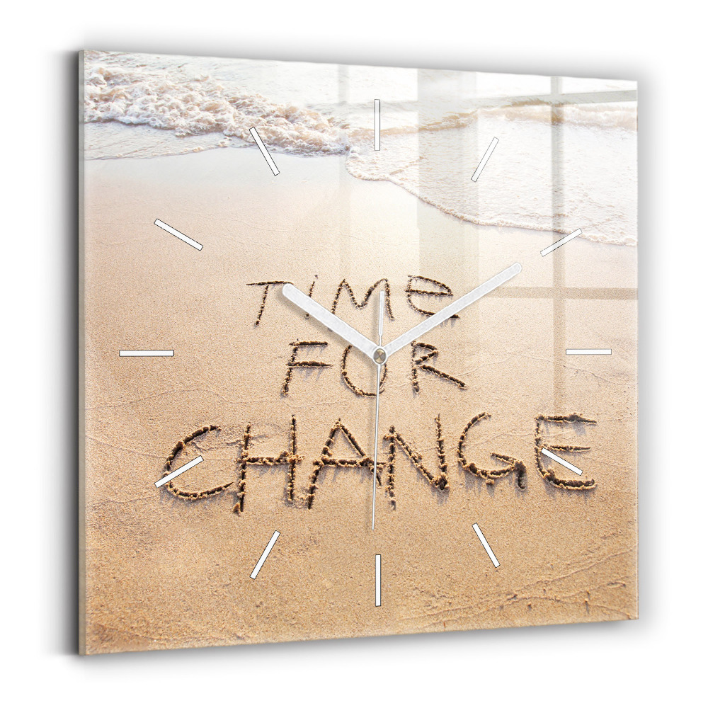 Szögletes üvegóra 30x30 Beach idézet