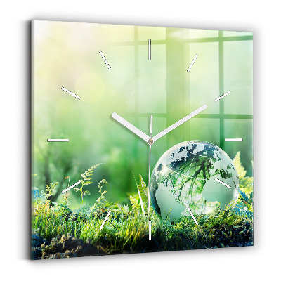 Szögletes üvegóra 30x30 Földgolyó