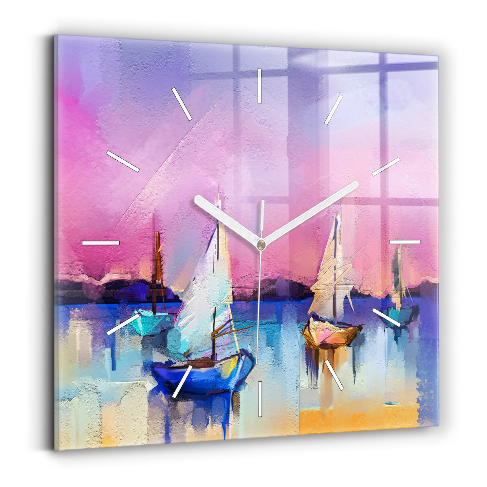 Szögletes üvegóra 30x30 Tengeri tájkép