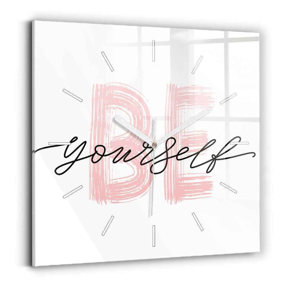 Négyzetes üvegóra 30x30 A Légy önmagad felirat