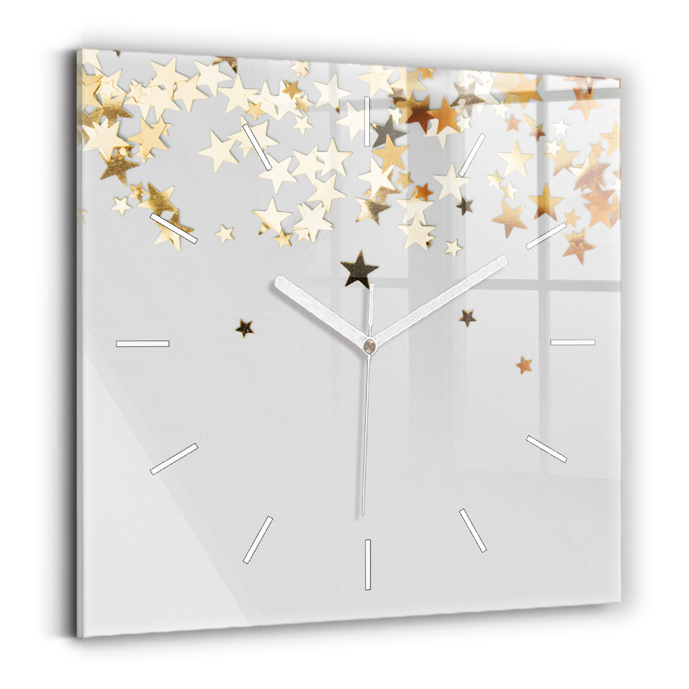Szögletes üvegóra 30x30 Csillagok világos háttéren