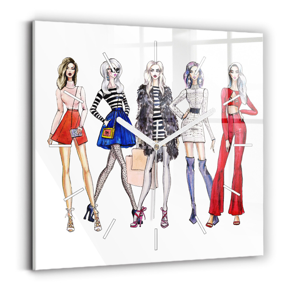 Szögletes fali üvegóra 30x30 Divatos lányok