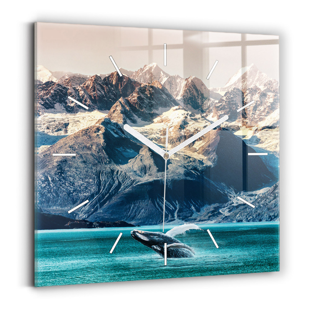 Négyzetes üvegóra 30x30 Vízi bálna