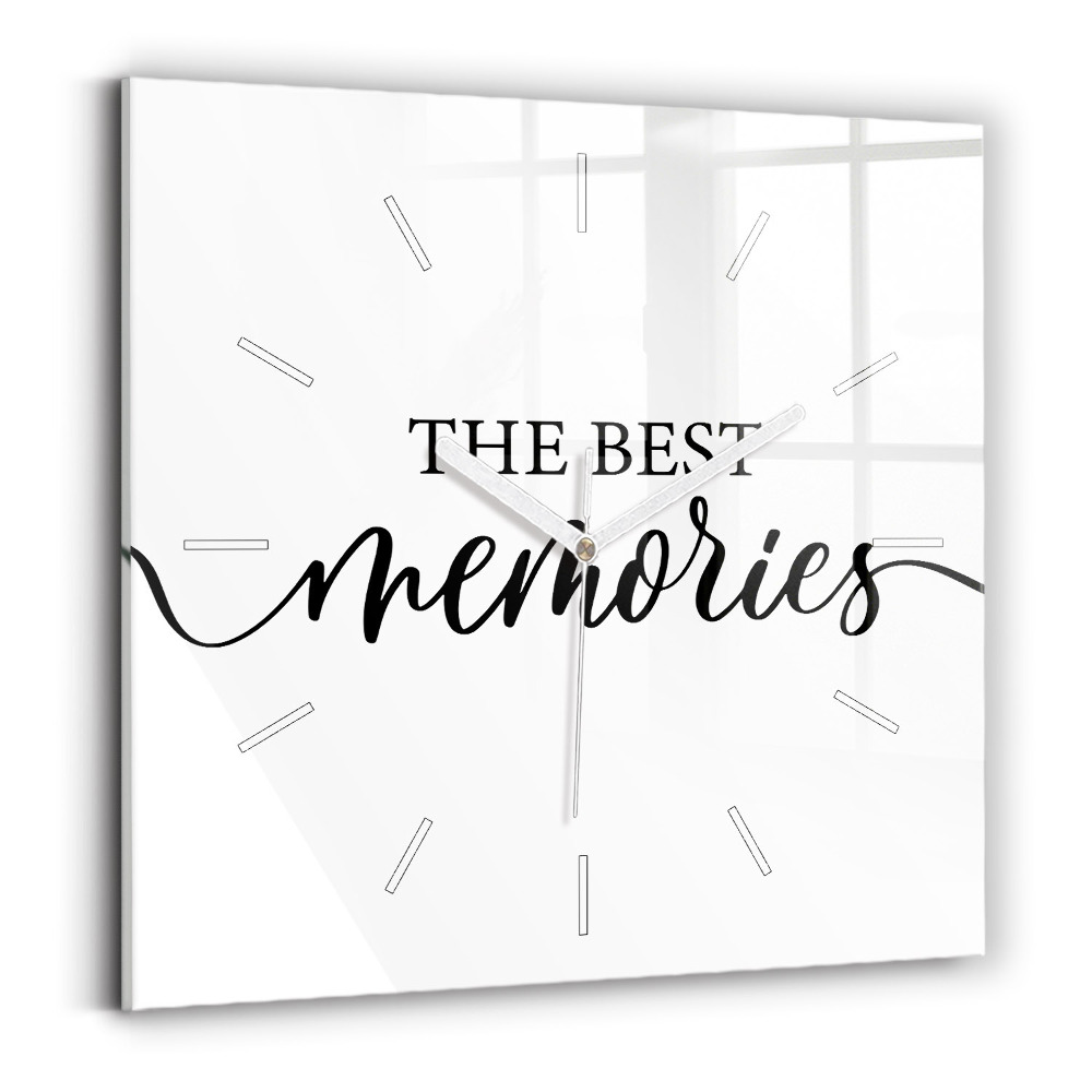 Négyzet alakú üvegóra 30x30 Emlékek felirat