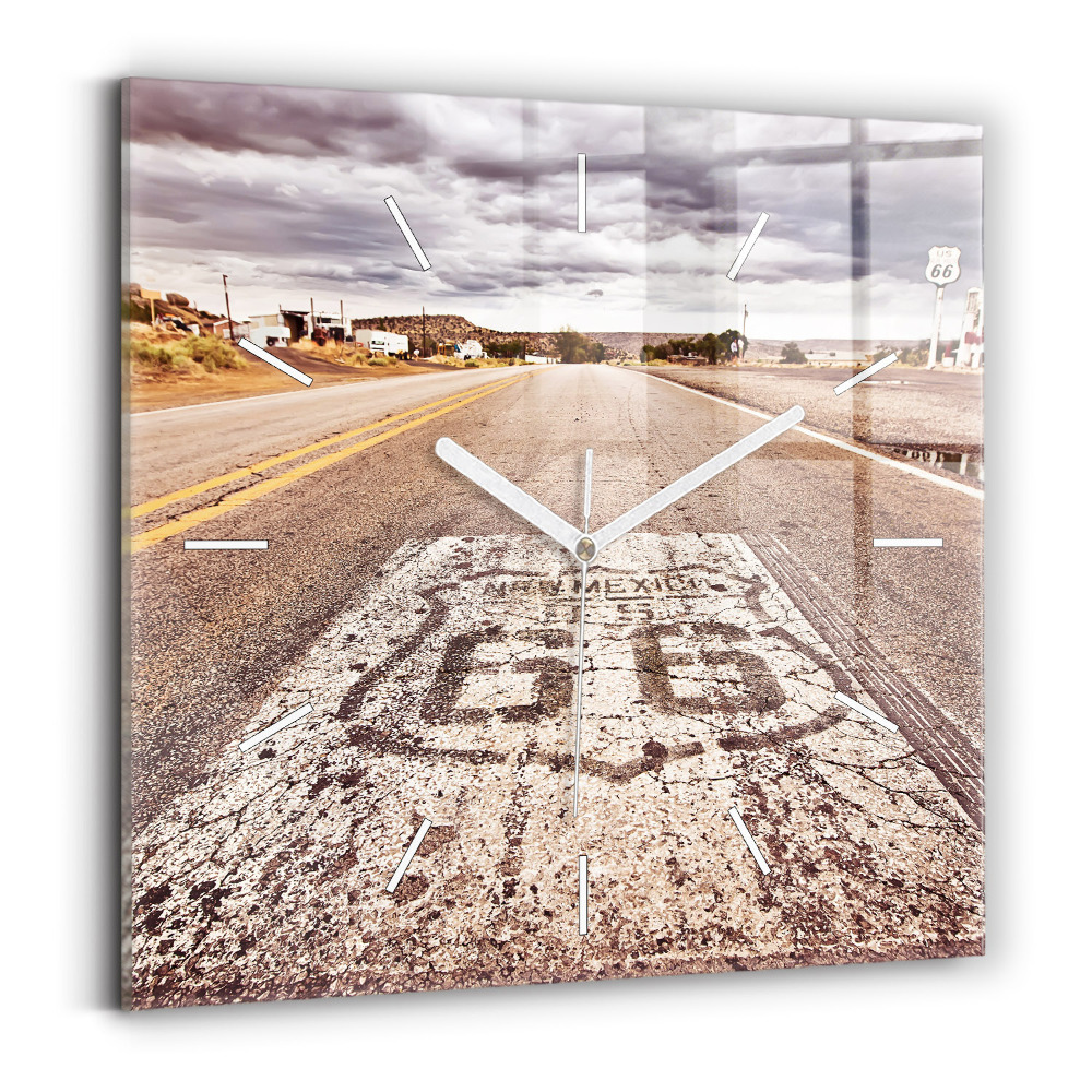 Szögletes fali üvegóra 30x30 Route 66 USA