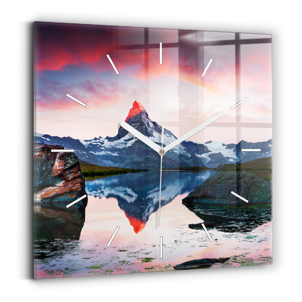 Szögletes fali üvegóra 30x30 Stellisee Matterhorn-tó