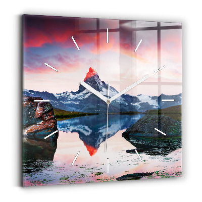 Szögletes fali üvegóra 30x30 Stellisee Matterhorn-tó