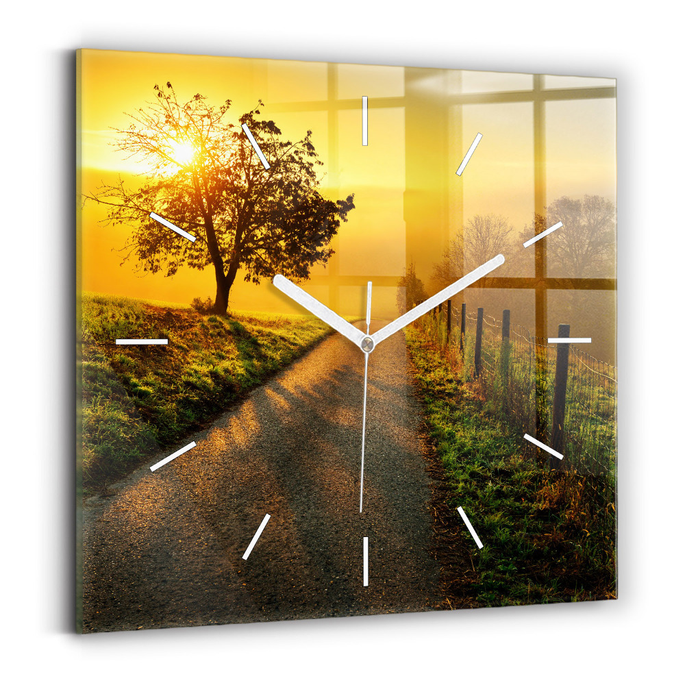 Szögletes üvegóra 30x30 Köd napkeltekor