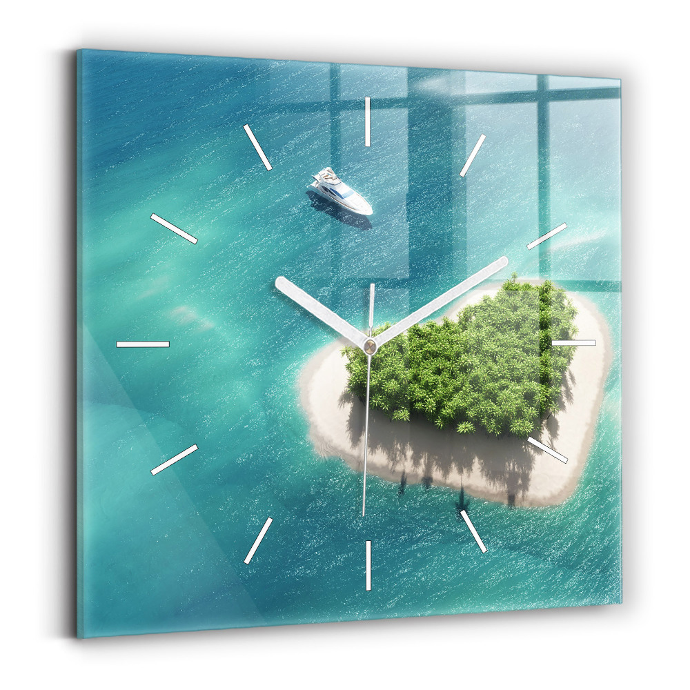 Négyzetes üvegóra 30x30 Szív-sziget