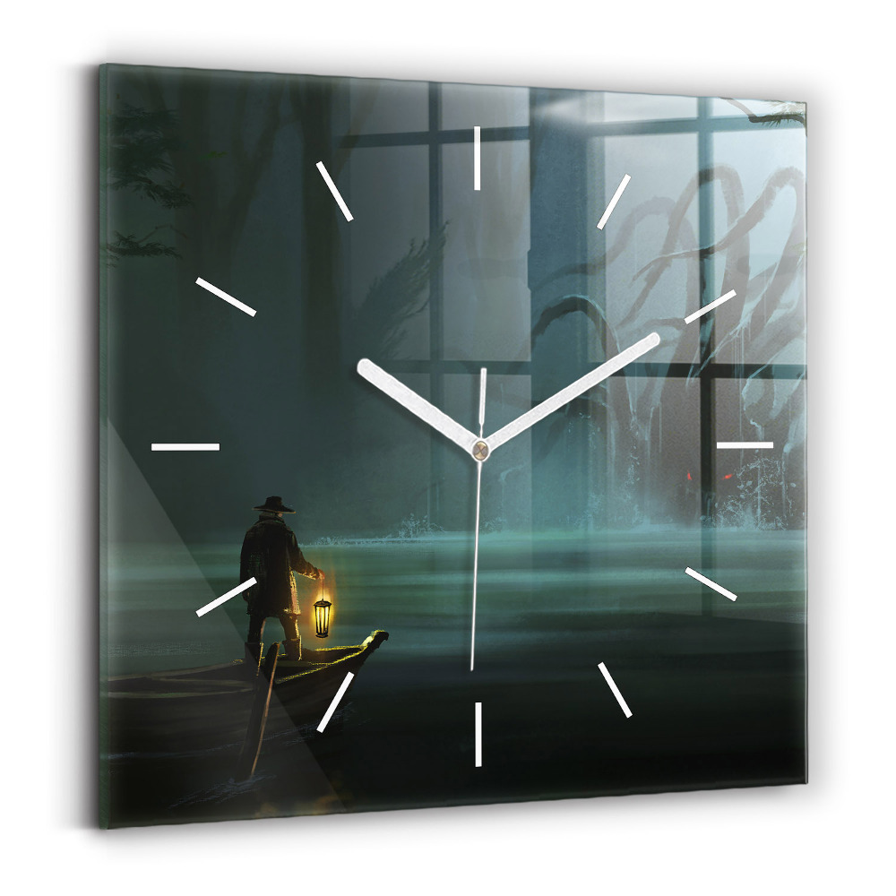 Szögletes fali üvegóra 30x30 Ember és szörny a mocsárban