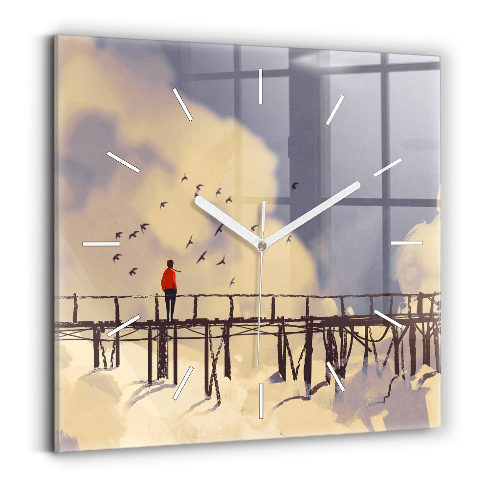 Négyzetes üvegóra 30x30 Ember a régi hídon