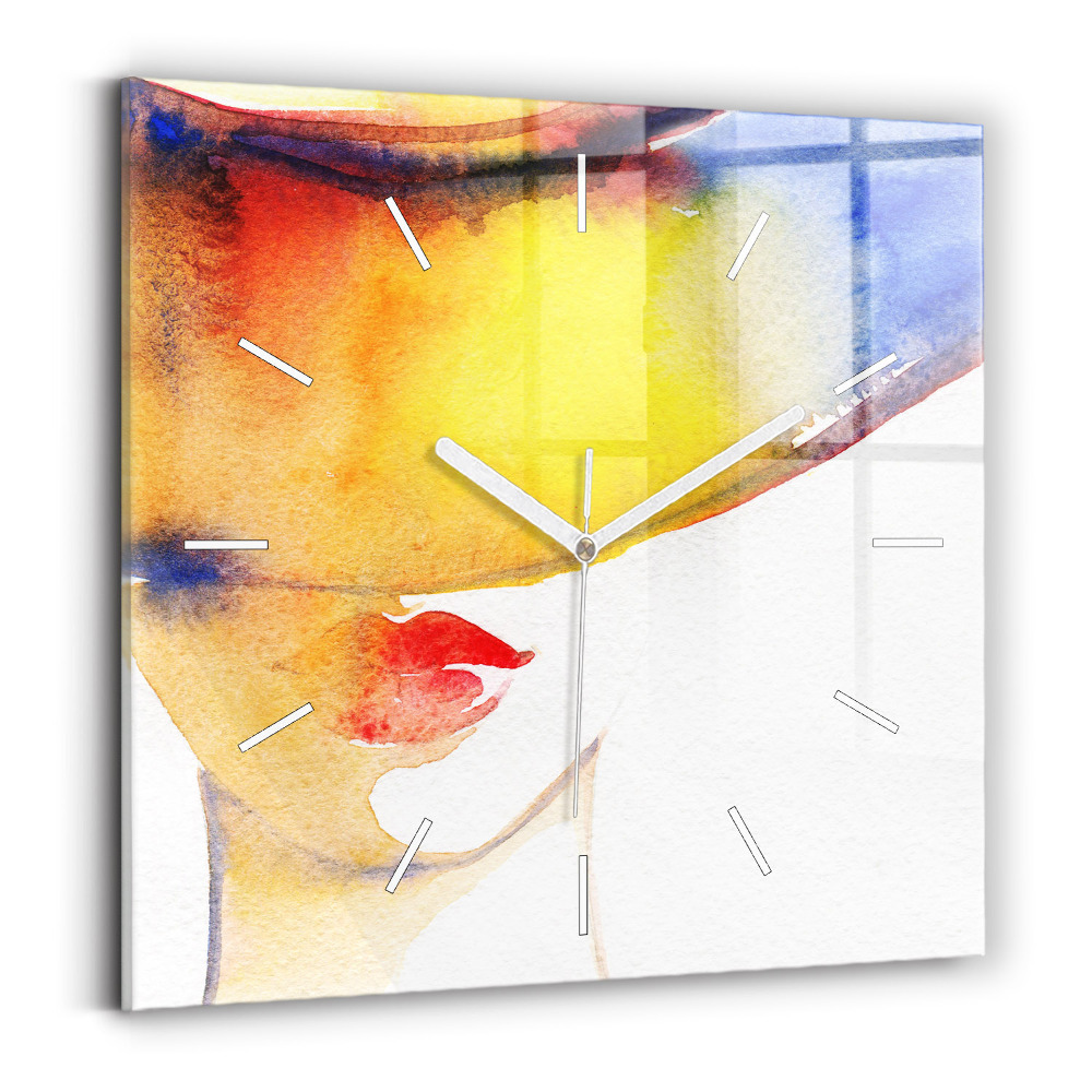 Szögletes üvegóra 30x30 Nő kalapban