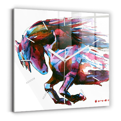 Szögletes fali üvegóra 30x30 Ló futásban