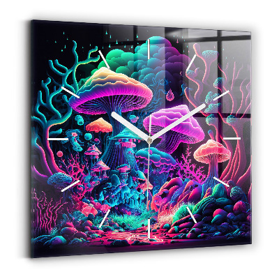 Négyzet alakú üvegóra 30x30 Neon gomba