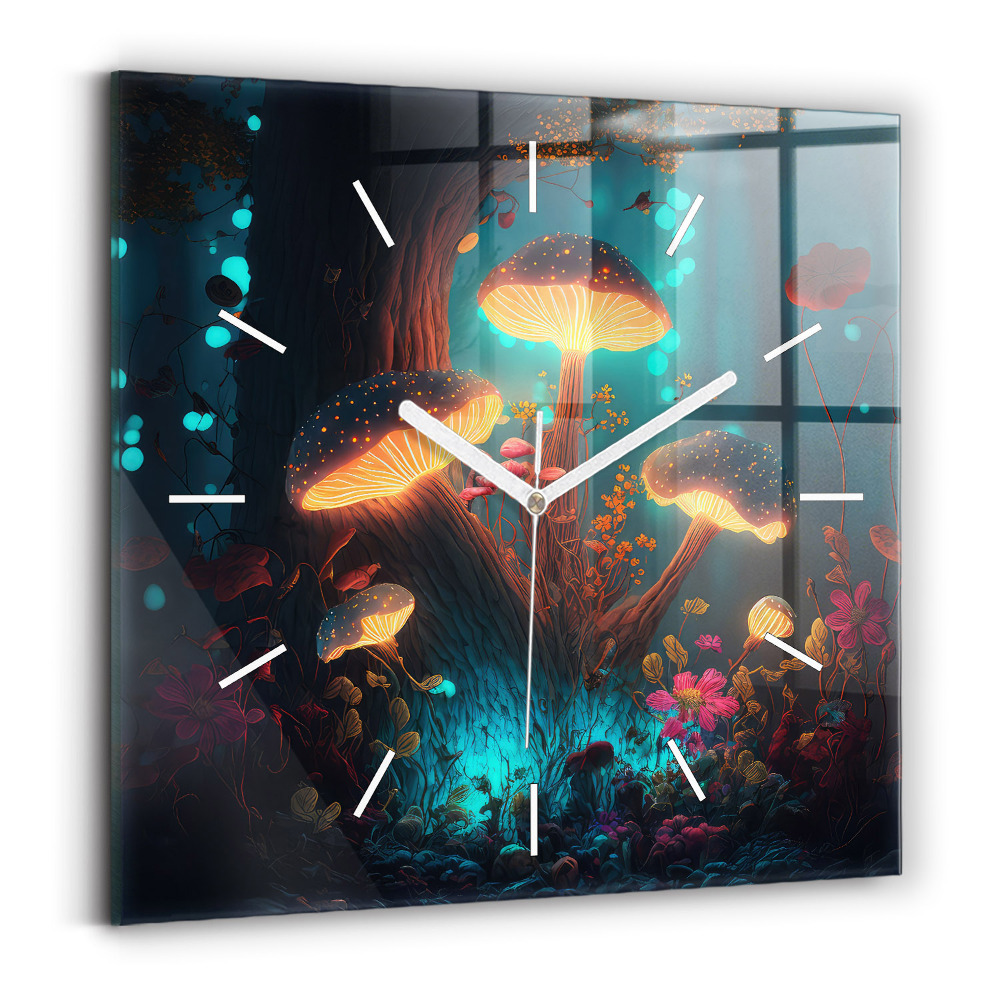 Négyzetes üvegóra 30x30 Erdő és varázsgomba