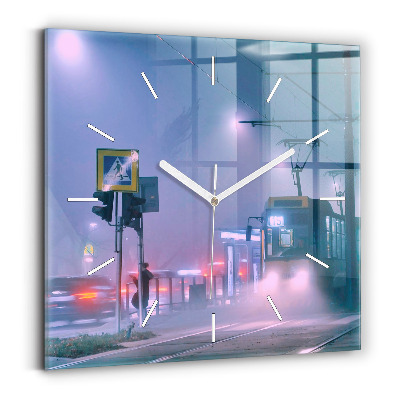 Szögletes fali üvegóra 30x30 Varsó a ködben