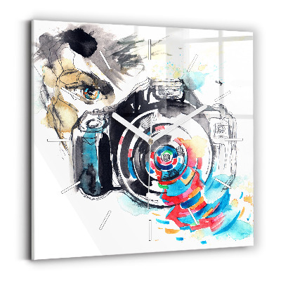 Négyzetes üvegóra 30x30 Fotós nő