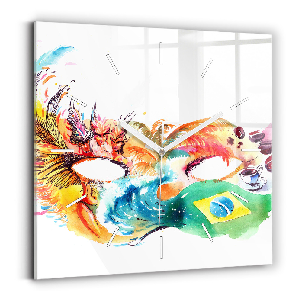 Szögletes fali üvegóra 30x30 Kultúra - brazil zászló