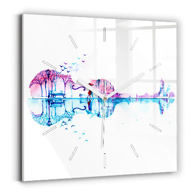 Szögletes fali üvegóra 30x30 Cselló Park-tó