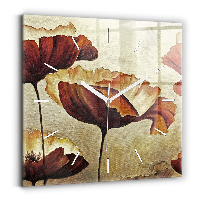 Szögletes üvegóra 30x30 Festett mák