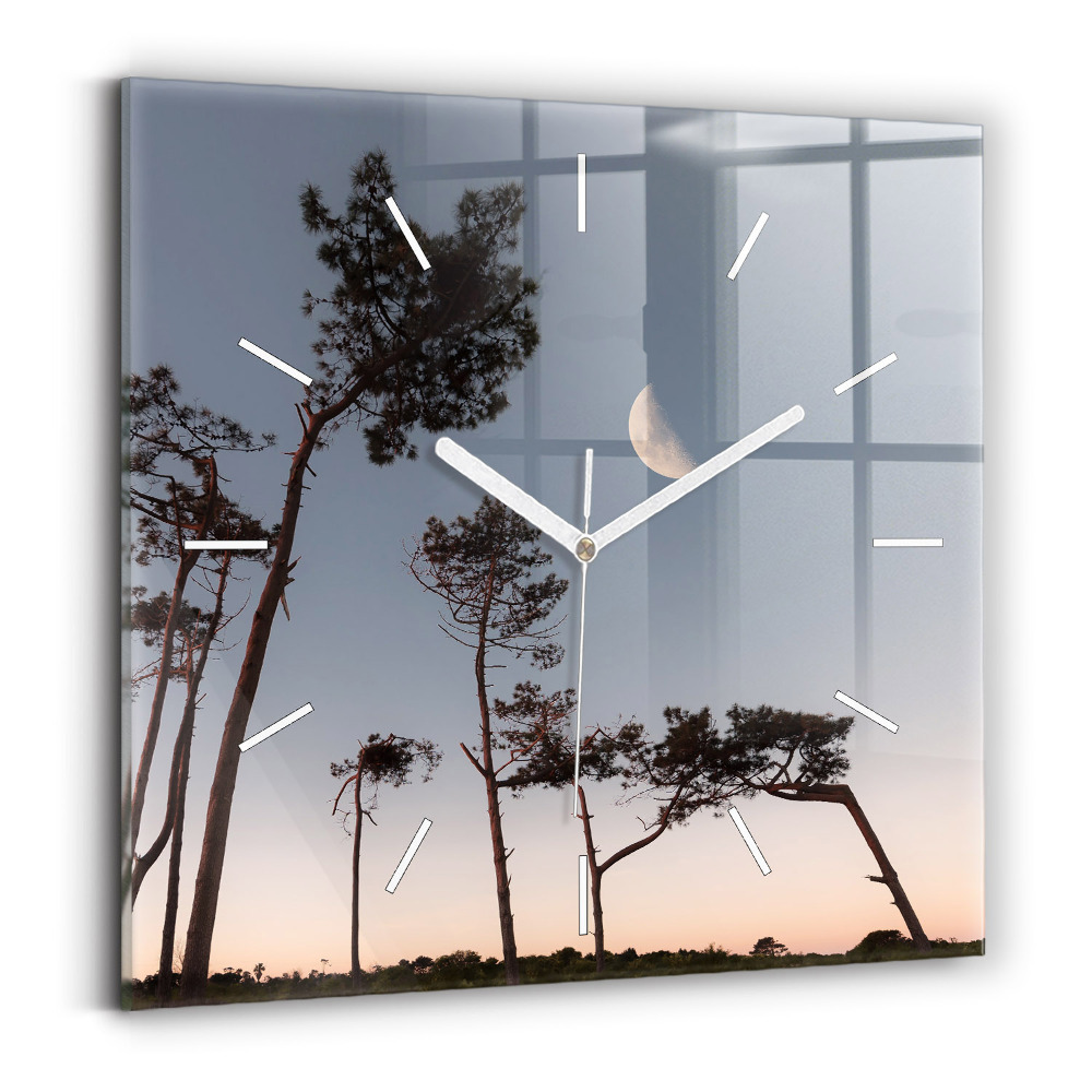 Négyzetes üvegóra 30x30 Félhold és a fák