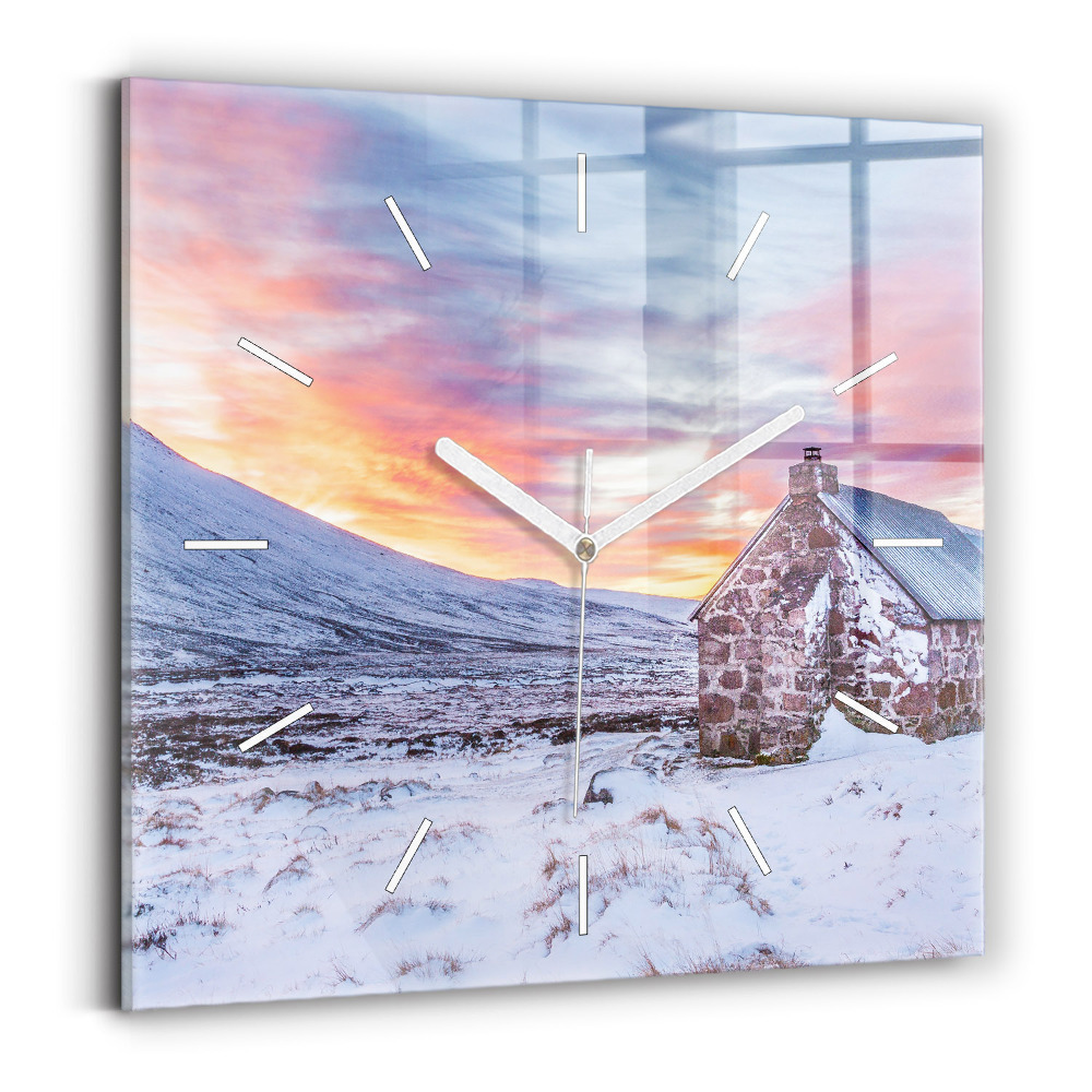 Szögletes fali üvegóra 30x30 Ház a hegyekben