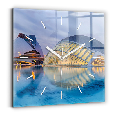 Szögletes fali üvegóra 30x30 Városi naplemente