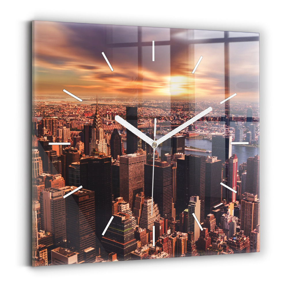 Szögletes fali üvegóra 30x30 Panoráma a naplemente városra