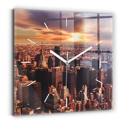 Szögletes fali üvegóra 30x30 Panoráma a naplemente városra