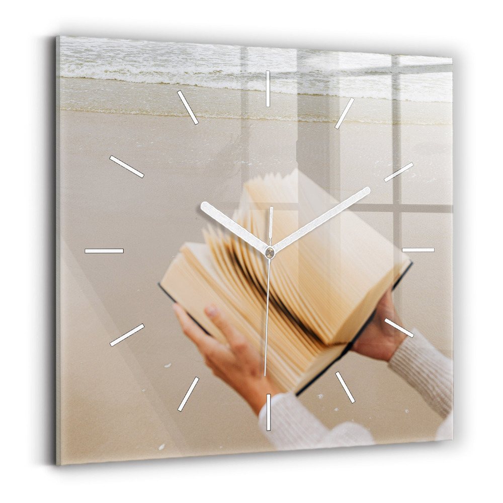 Négyzetes üvegóra 30x30 Egy pillanat egy könyvvel