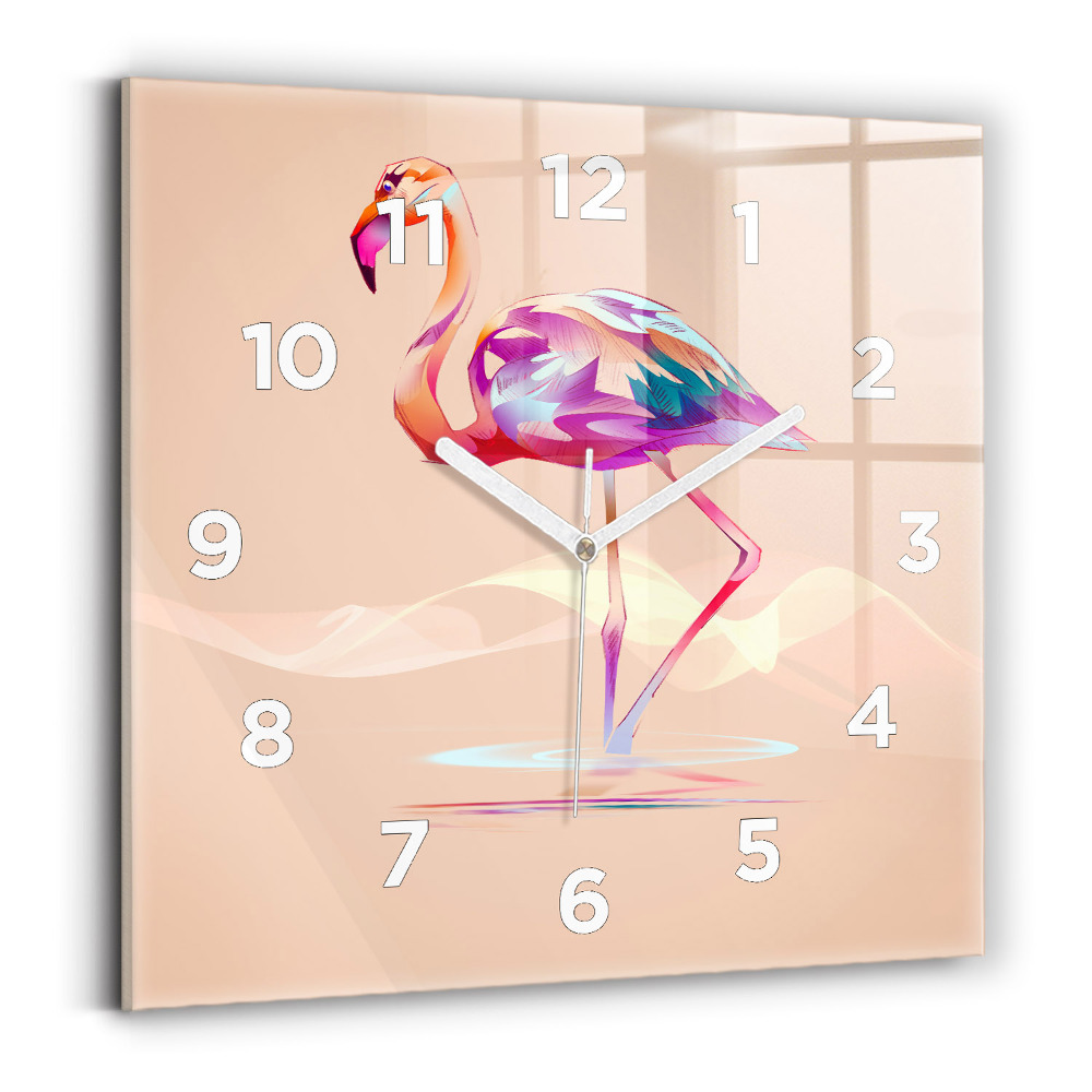 Szögletes fali üvegóra 30x30 Flamingo illusztráció