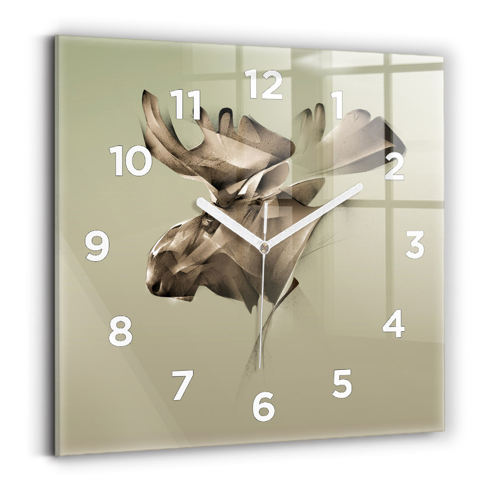 Szögletes üvegóra 30x30 Grafikus jávorszarvas