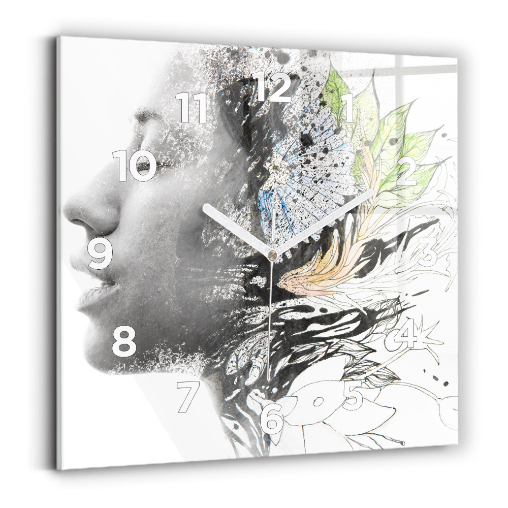 Szögletes fali üvegóra 30x30 Nő arca absztrakció