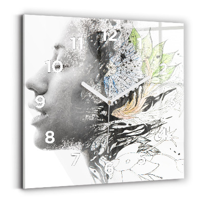 Szögletes fali üvegóra 30x30 Nő arca absztrakció