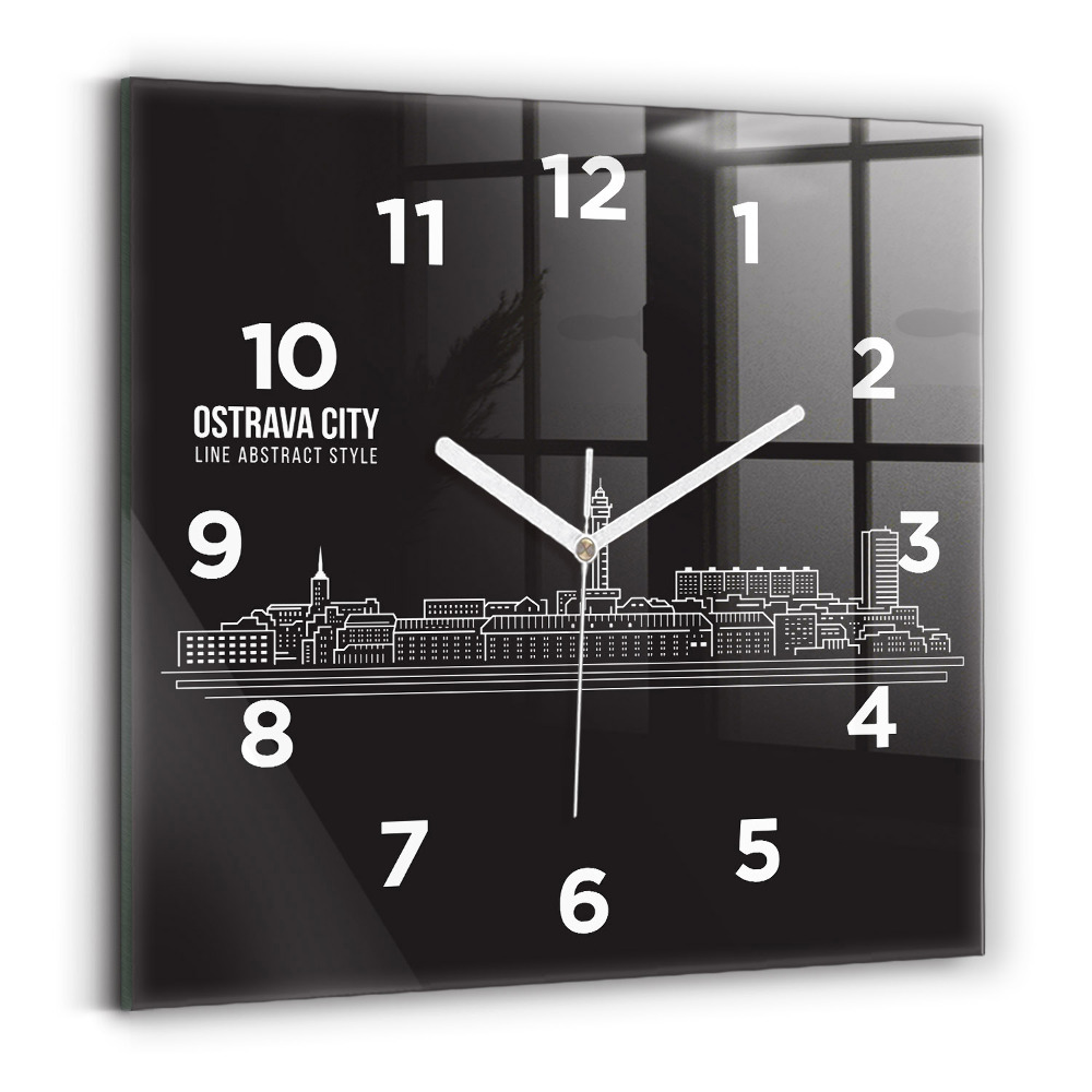 Szögletes fali üvegóra 30x30 Ostrava város rajza