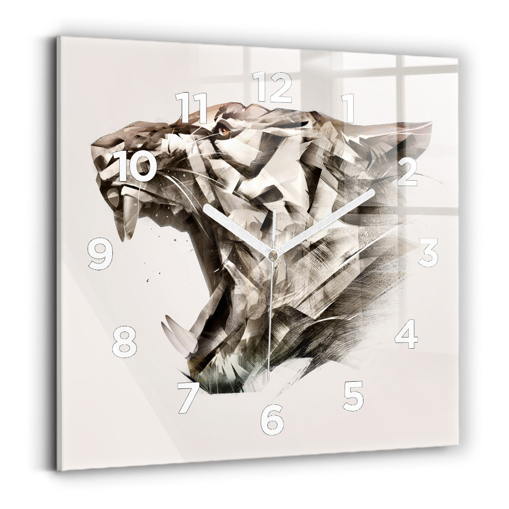 Négyzetes üvegóra 30x30 festett portré egy tigrisről