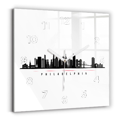 Szögletes fali üvegóra 30x30 Philadelphia illusztráció