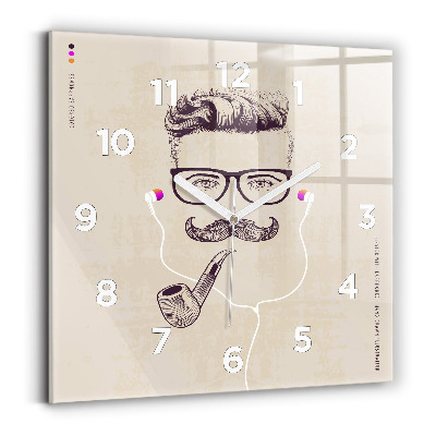 Szögletes fali üvegóra 30x30 Férfi pipával