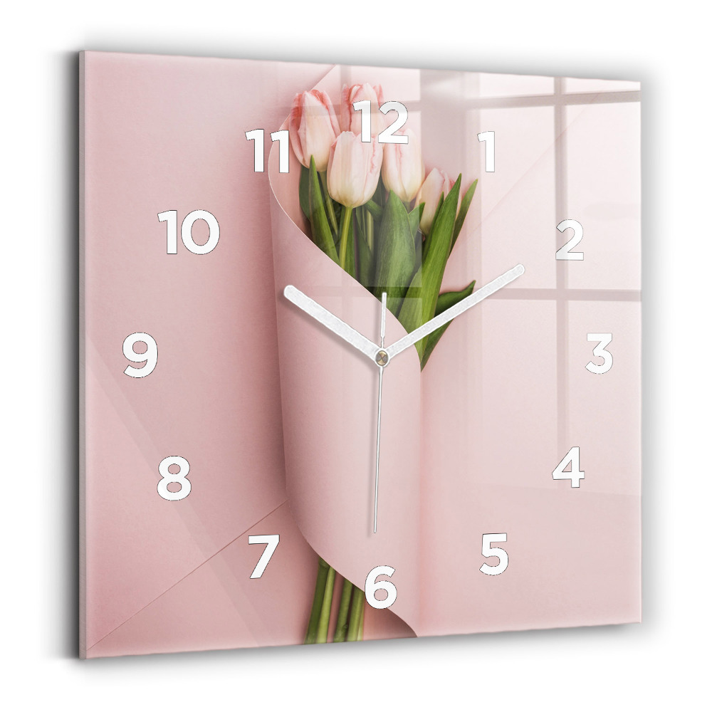 Négyzet alakú üvegóra 30x30 Csokor tulipán virág