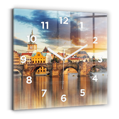 Négyzetes üvegóra 30x30 Panoráma a folyó felett