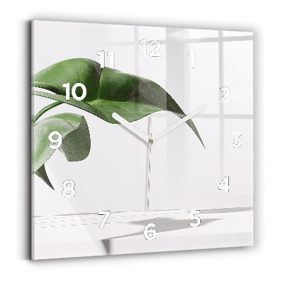 Négyzetes üvegóra 30x30 Absztrakt levelek