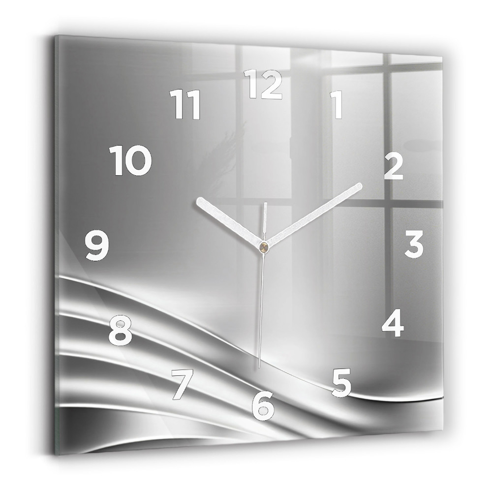 Szögletes fali üvegóra 30x30 Ezüst absztrakció