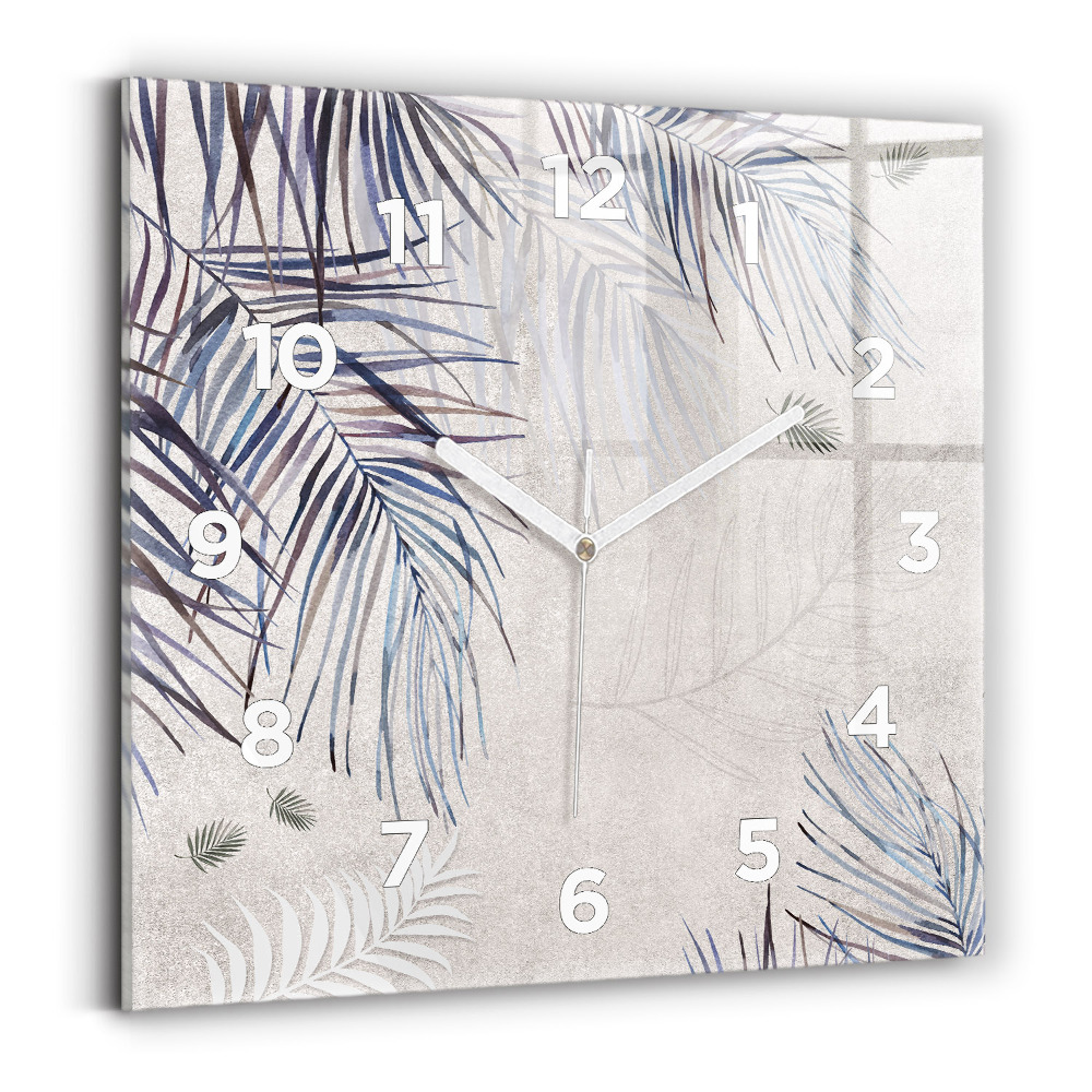 Szögletes üvegóra 30x30 pálmafa levél