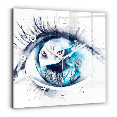 Négyzetes üvegóra 30x30 Farkas bámul illusztráció