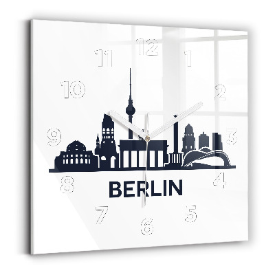 Négyzetes üvegóra 30x30 Berlin város illusztráció