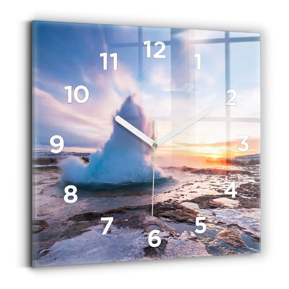 Szögletes fali üvegóra 30x30 Gejzír Izland szigetén