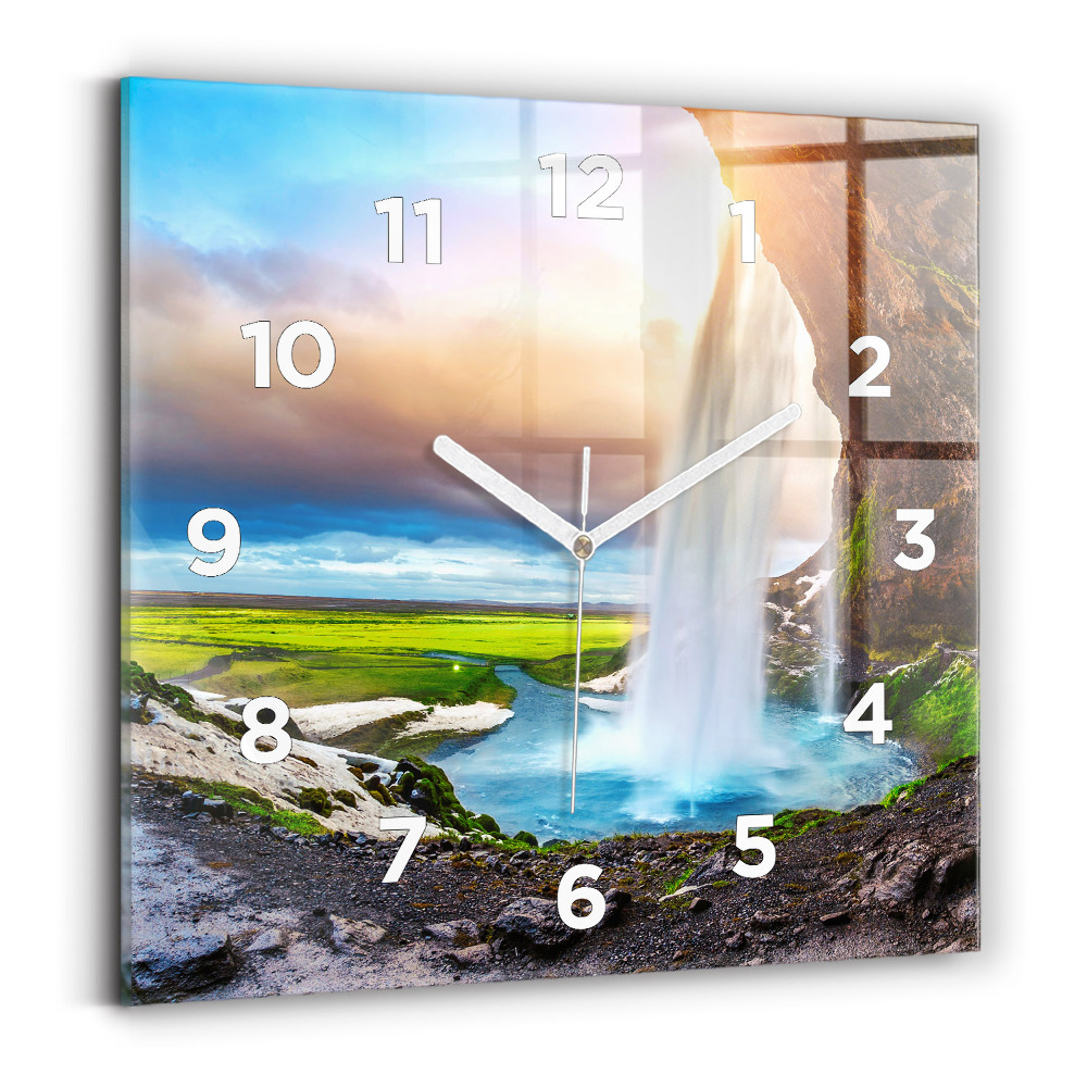 Négyzetes üvegóra 30x30 Vízesés Izlandon