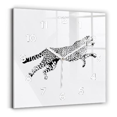 Négyzetes üvegóra 30x30 Párduc sziluett