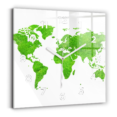 Szögletes fali üvegóra 30x30 Zöld fű térkép